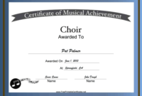 Choir Vocal Music Certificate Printable Certificate throughout Best Choir Certificate Template
