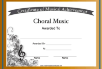 Choral Music Achievements Are Celebrated With Intricate in Choir Certificate Template