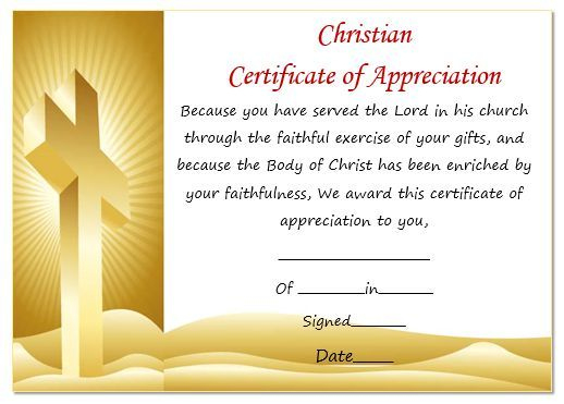 Christian Certificate Of Appreciation Template | Pastors with New Christian Certificate Template