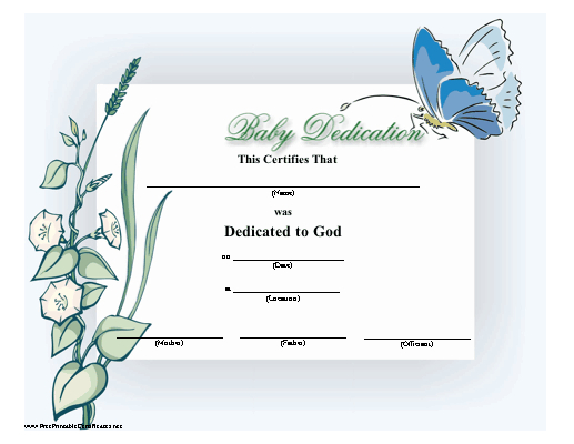 Christian Pastors And Others Can Use This Printable pertaining to Quality Free Fillable Baby Dedication Certificate Download