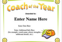 Coach Of The Year Certificate – Softball Award Template for Best Best Coach Certificate Template