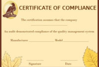 Coc Certificate Of Compliance Template | Certificate inside Certificate Of Compliance Template