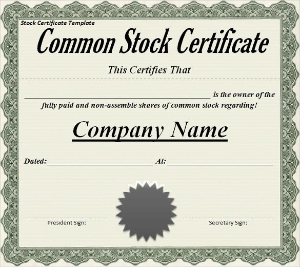 Common-Share-Stock-Certificate-Template-Word-Doc with New Stock Certificate Template Word