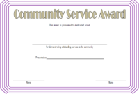 Community Service Award Certificate Template Free 2 with regard to Community Service Certificate Template Free Ideas