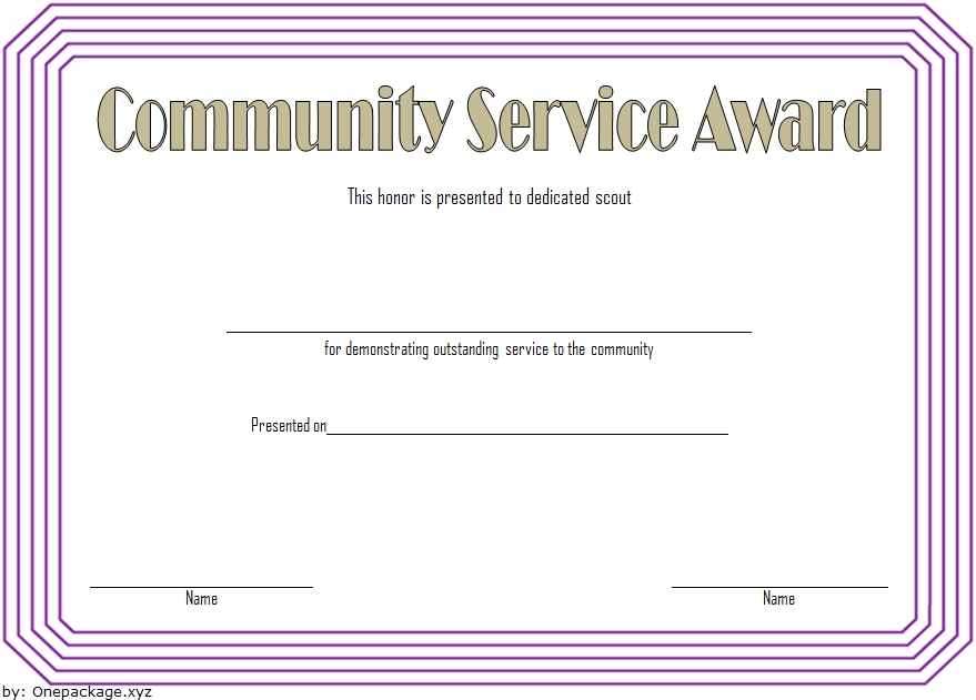 Community Service Award Certificate Template Free 2 with regard to Community Service Certificate Template Free Ideas