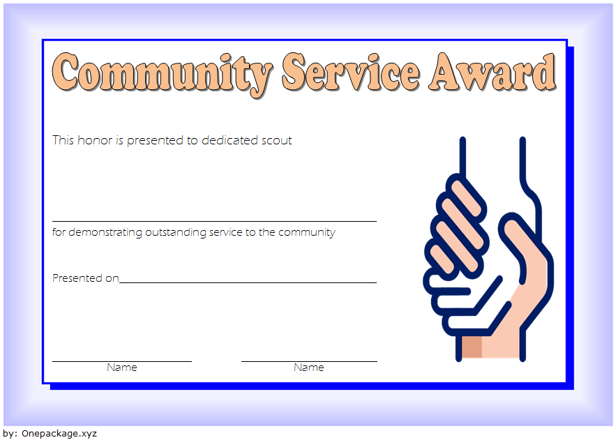 Community Service Award Certificate Template Free 4 for Best Community Service Certificate Template Free Ideas