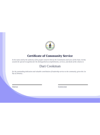 Community Service Certificate Template - Pdf Templates | Jotform pertaining to Community Service Certificate Template Free Ideas