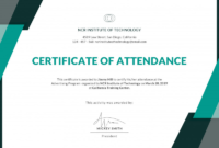 Conference Certificate Of Attendance Template Awesome with regard to Certificate Of Attendance Conference Template