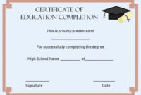 Continuing Education Certificate Of Completion Template inside Certificate Templates For School