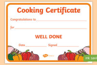 Cooking Reward Certificate (Teacher Made) in Best Certificate Of Cooking 7 Template Choices Free