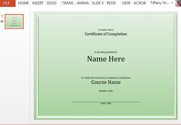 Course Completion Certificate Template For Powerpoint for Class Completion Certificate Template