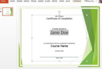 Course Completion Certificate Template For Powerpoint for Quality Class Completion Certificate Template