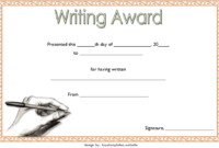 Creative Writing Award Certificate Template Free 1 | Awards intended for Quality Writing Competition Certificate Templates