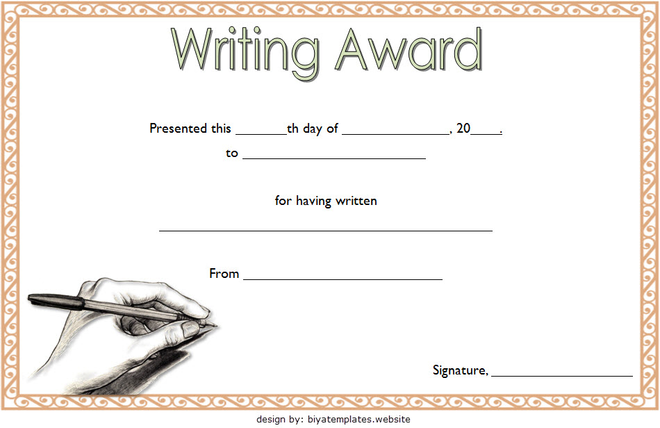 Creative Writing Award Certificate Template Free 1 | Awards within Handwriting Award Certificate Printable