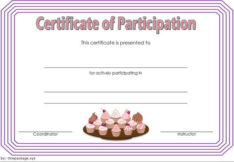 Cupcake Wars Certificate Of Participation Free 2 | Cupcake with Certificate For Baking 7 Extraordinary Concepts