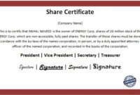 Customizable Business Share Certificate Templates | Word for Template For Share Certificate