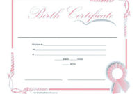 Cute Looking Birth Certificate Template , Birth Certificate intended for Cute Birth Certificate Template