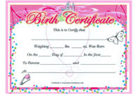 Cute Looking Birth Certificate Template with Cute Birth Certificate Template