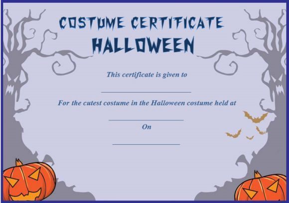 Cutest Halloween Costume Certificate Template | Certificate pertaining to Halloween Certificate Template