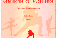 Dance Excellence Certificate Printable Certificate | School inside Dance Certificate Templates For Word 8 Designs