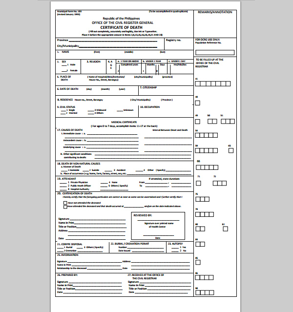 Death Certificate, Sample Of Death Certificate Template within Unique Baby Death Certificate Template
