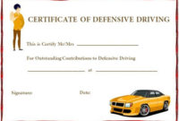 Defensive Driving Certificate Templates | Certificate in Unique Safe Driving Certificate Template