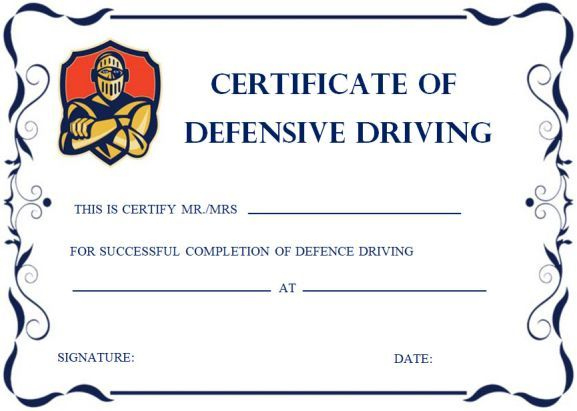 Defensive Driving Certificates | Certificate Templates in Safe Driving Certificate Template