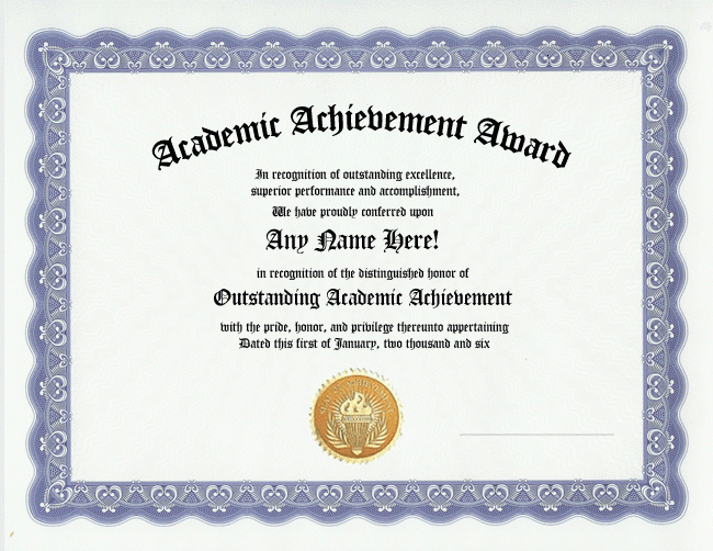 Details About Academic Achievement Award Certificate Recognition Custom  Gift-Customized Name with regard to Certificate Of Academic Excellence Award