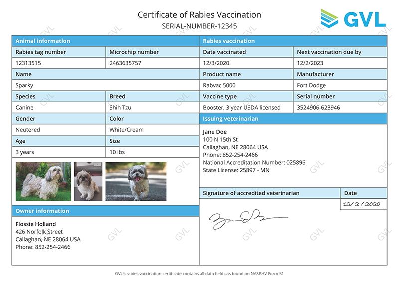 Digital Rabies Vaccination Certificates | Gvl regarding Fresh Rabies Vaccine Certificate Template