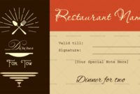 Dinner For Two Certificate Template for Dinner Certificate Template Free