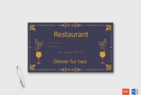 Dinner For Two Gift Certificate Template – Doc Formats with regard to Dinner Certificate Template Free