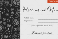 Dinner For Two Gift Certificate Templates – Editable within New Restaurant Gift Certificate Template