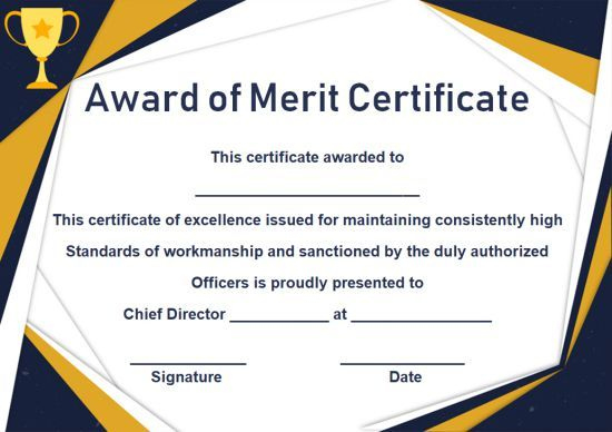 District Award Of Merit Certificate Template: 10 Free And in Merit Award Certificate Templates