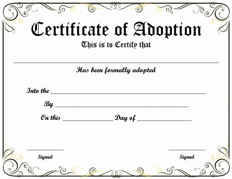 Dog Adoption Certificate Template Free New Free Printable with New Pet Adoption Certificate Editable Templates