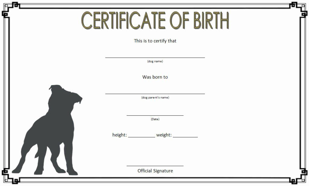 Dog Birth Certificate Template Free Fresh Dog Birth inside Quality Dog Adoption Certificate Free Printable 7 Ideas
