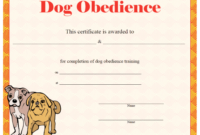 Dog Obedience Certificate Printable Certificate | Dog for Dog Obedience Certificate Template