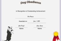 Dog Obedience Certificate Printable Certificate | Training throughout Dog Obedience Certificate Templates
