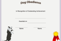 Dog Obedience Certificate Printable Certificate | Training within New Dog Training Certificate Template