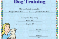 Dog Training Certificate Printable Certificate pertaining to Dog Training Certificate Template