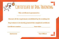 Dog Training Certificate Template | Training Certificate inside Dog Training Certificate Template