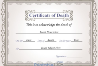 Download Free Death Certificate Pdf Sample In Silver Chalice in Fake Death Certificate Template