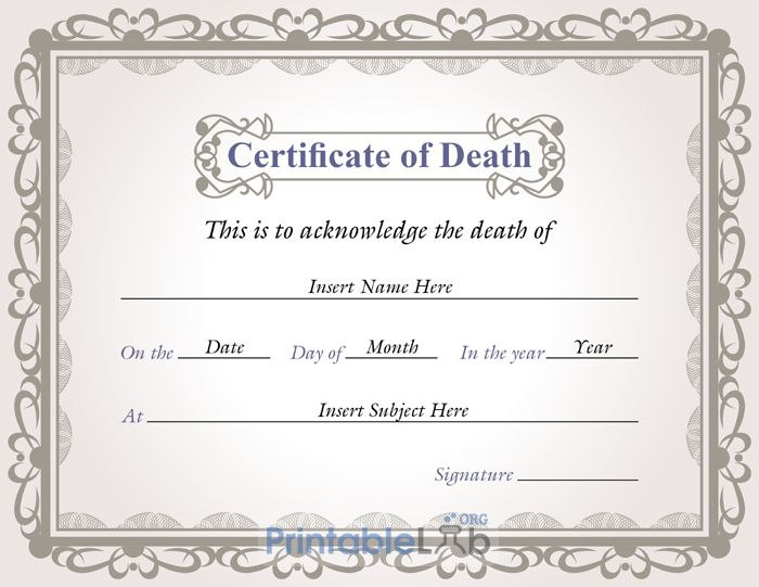 Download Free Death Certificate Pdf Sample In Silver Chalice in Fake Death Certificate Template
