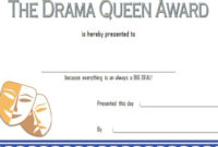 Drama Queen Award Certificate Free Printable 1 | Certificate pertaining to Best Drama Certificate Template Free 10 Fresh Concepts