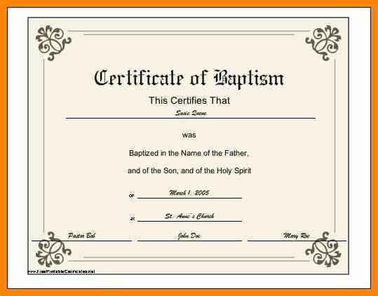 √ 20 Baptism Certificate Template Download within Unique Baptism Certificate Template Word 9 Fresh Ideas