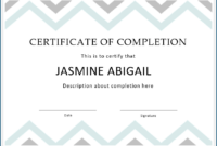 √ Free Printable Certificate Of Completion Template throughout Fresh Certificate Of Completion Template Free Printable