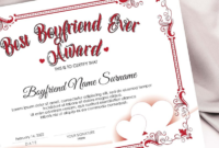 Editable Best Boyfriend Ever Award Template Valentines Day intended for Best Boyfriend Certificate Template