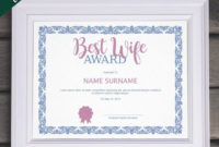 Editable Best Wife Award Template Editable Award Template intended for Fresh Best Wife Certificate Template