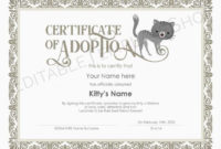 Editable Certificate Of Cat Adoption Template, Printable Pet Adoption  Certificate Template, Kitty Cat Adoption Certificate, Instant Download intended for Cat Adoption Certificate Template
