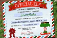 Editable Elf Adoption Certificate, Elf Letters Notes From The Elf, Elf  Report Card, Elf Activity Santa North Pole Printable Instant Download with Elf Adoption Certificate Free Printable