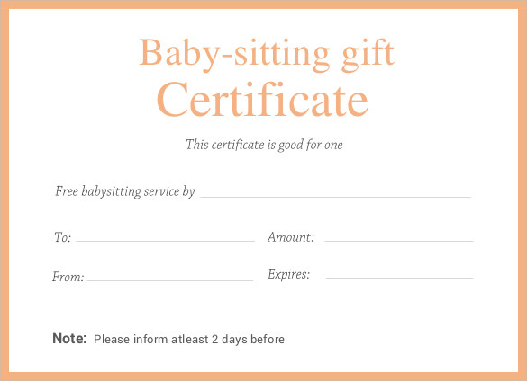 Editable-Printable-Doc-Babysitting-Gift-Certificate-Template regarding New Babysitting Gift Certificate Template